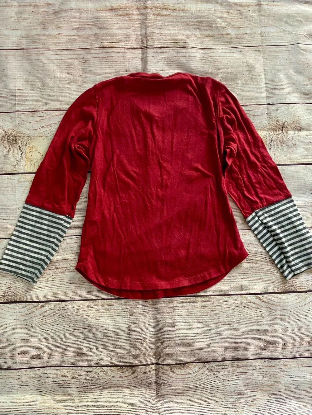 Boutique Red 'Believe' Top with Lula Roe Blue Santa Face Leggings